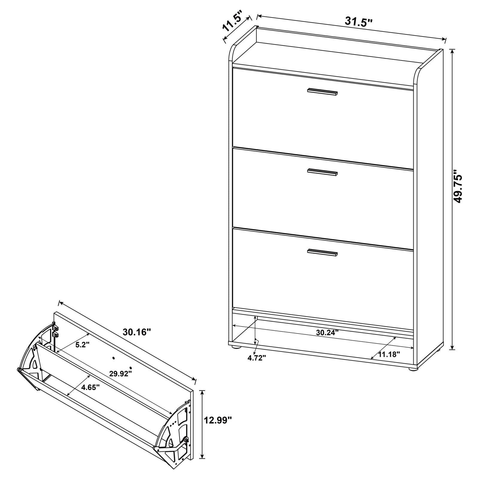 Denia 3-Tier Shoe Storage Cabinet Antique Pine And White 950403 - Ella Furniture