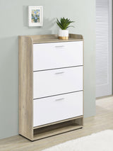 Denia 3-Tier Shoe Storage Cabinet Antique Pine And White 950403 - Ella Furniture
