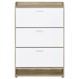 Denia 3-Tier Shoe Storage Cabinet Antique Pine And White 950403 - Ella Furniture