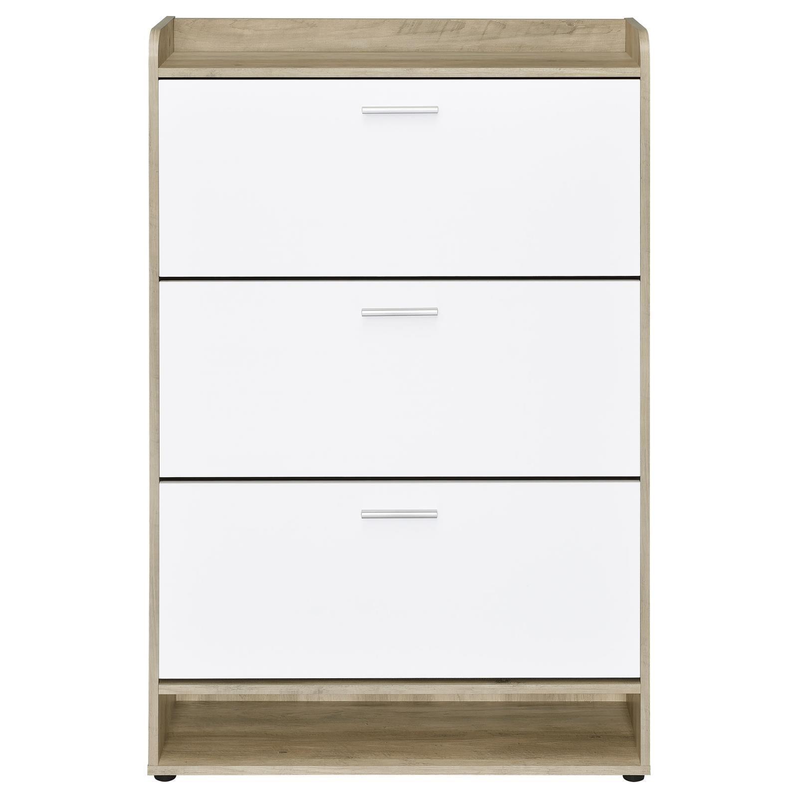 Denia 3-Tier Shoe Storage Cabinet Antique Pine And White 950403 - Ella Furniture