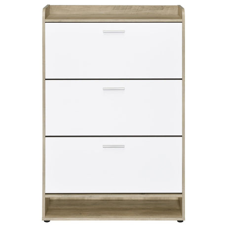 Denia 3-Tier Shoe Storage Cabinet Antique Pine And White 950403 - Ella Furniture
