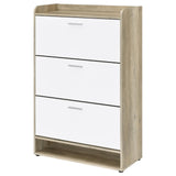 Denia 3-Tier Shoe Storage Cabinet Antique Pine And White 950403 - Ella Furniture