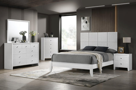 Denker-evan White Modern Contemporary Solid Wood Full Bed - Ella Furniture