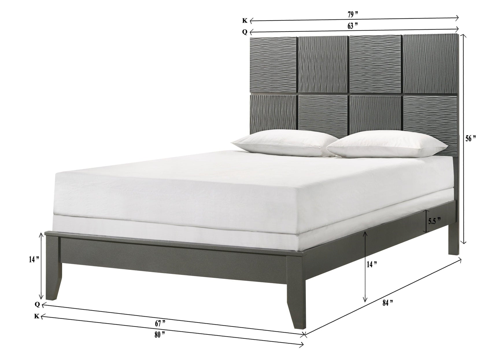 Denker Gunmetal Modern Contemporary Solid Wood 5-Drawers Chest - Ella Furniture