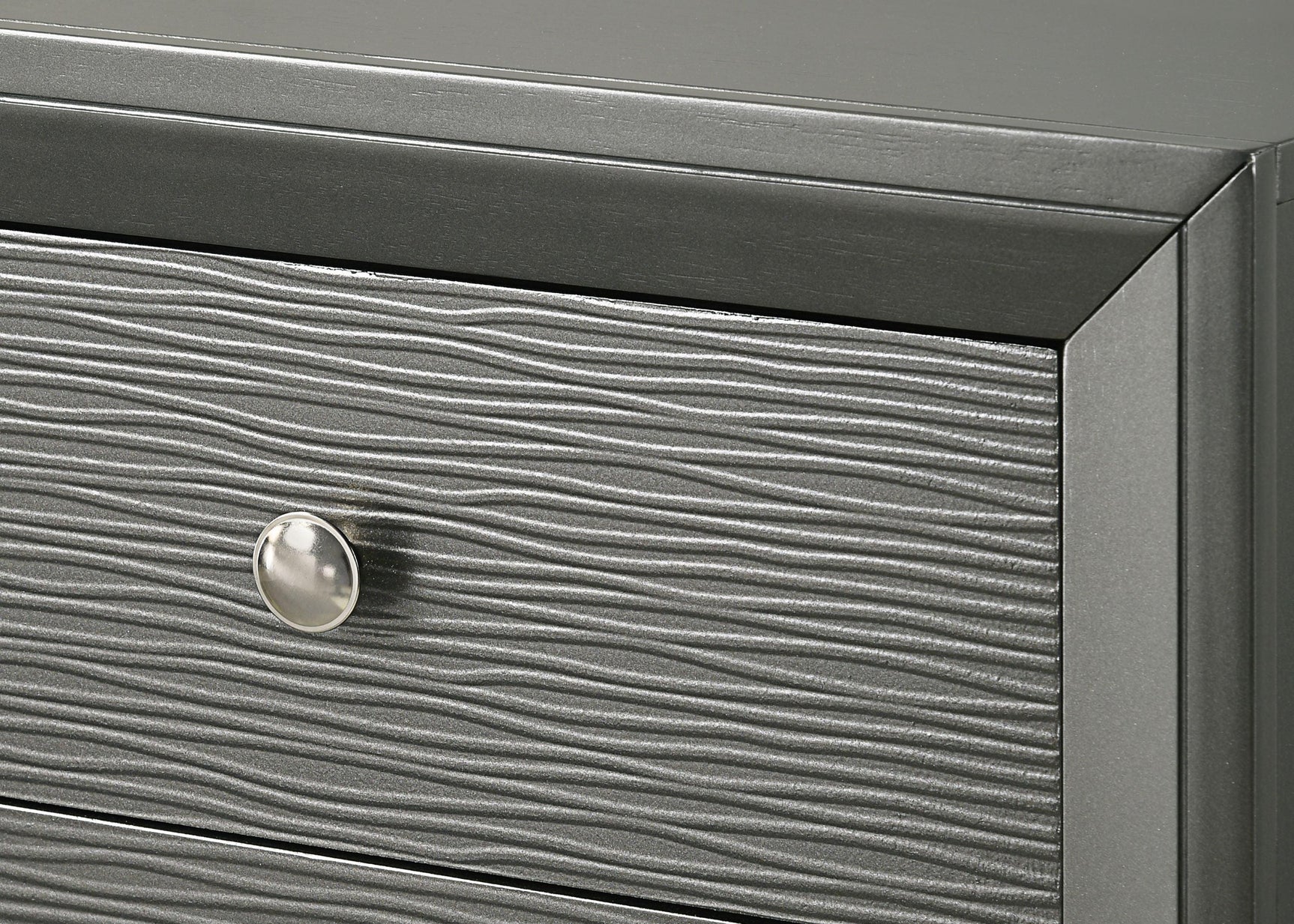 Denker Gunmetal Modern Contemporary Solid Wood 5-Drawers Chest - Ella Furniture