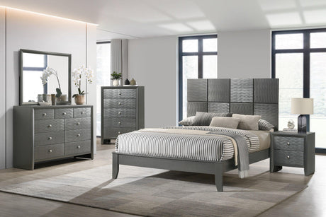 Denker Gunmetal Modern Contemporary Solid Wood 5-Drawers Chest - Ella Furniture