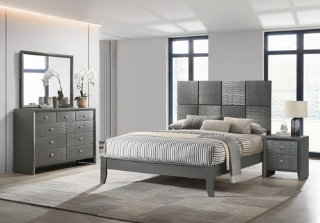 Denker Gunmetal Modern Contemporary Solid Wood Bedroom Set - Ella Furniture
