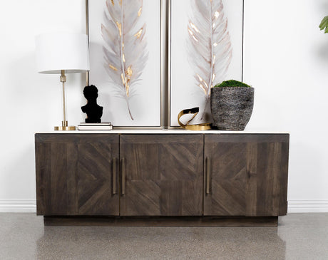 Dennis 3-door Marble Top Sideboard Buffet Tobacco Grey 190655 - Ella Furniture