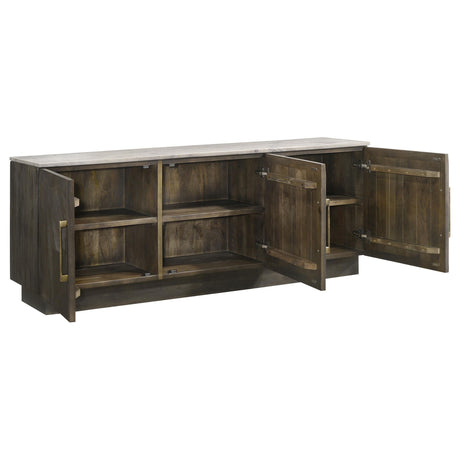 Dennis 3-door Marble Top Sideboard Buffet Tobacco Grey 190655 - Ella Furniture