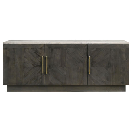 Dennis 3-door Marble Top Sideboard Buffet Tobacco Grey 190655 - Ella Furniture