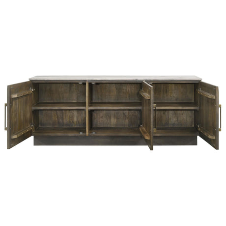 Dennis 3-door Marble Top Sideboard Buffet Tobacco Grey 190655 - Ella Furniture