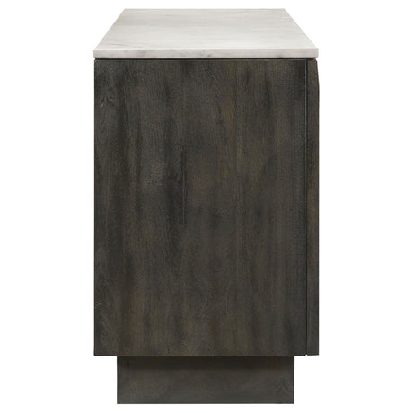 Dennis 3-door Marble Top Sideboard Buffet Tobacco Grey 190655 - Ella Furniture