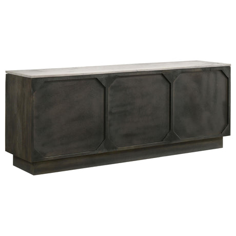 Dennis 3-door Marble Top Sideboard Buffet Tobacco Grey 190655 - Ella Furniture