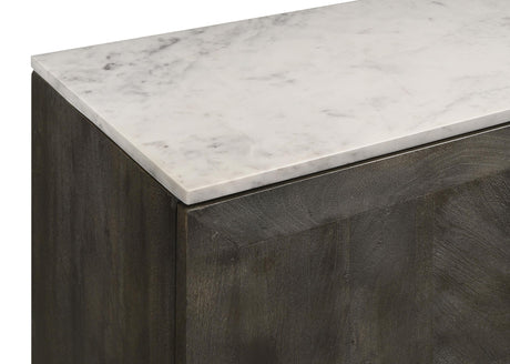 Dennis 3-door Marble Top Sideboard Buffet Tobacco Grey 190655 - Ella Furniture