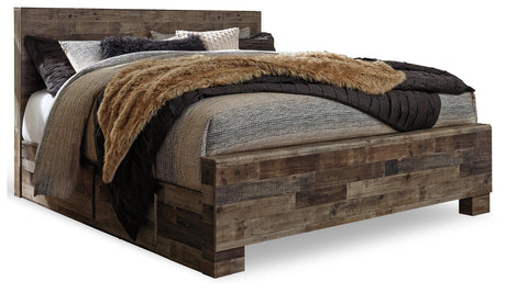 Derekson Multi Gray King Panel Bed With 2 Side Storage - Ella Furniture