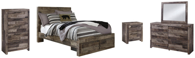 Derekson Multi Gray Panel 2 Storage Bedroom Set - Ella Furniture