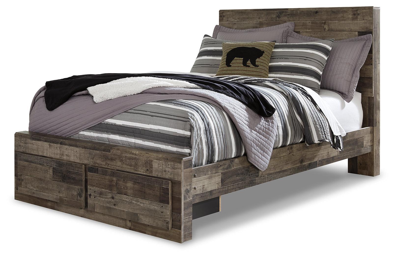 Derekson Multi Gray Panel 2 Storage Bedroom Set - Ella Furniture