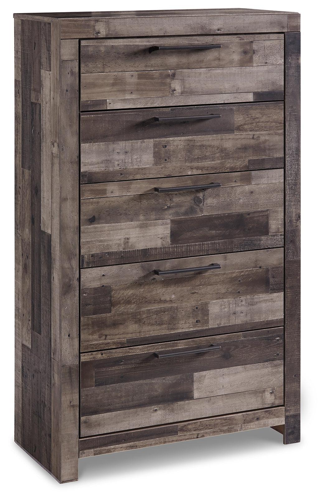 Derekson Multi Gray Panel 2 Storage Bedroom Set - Ella Furniture