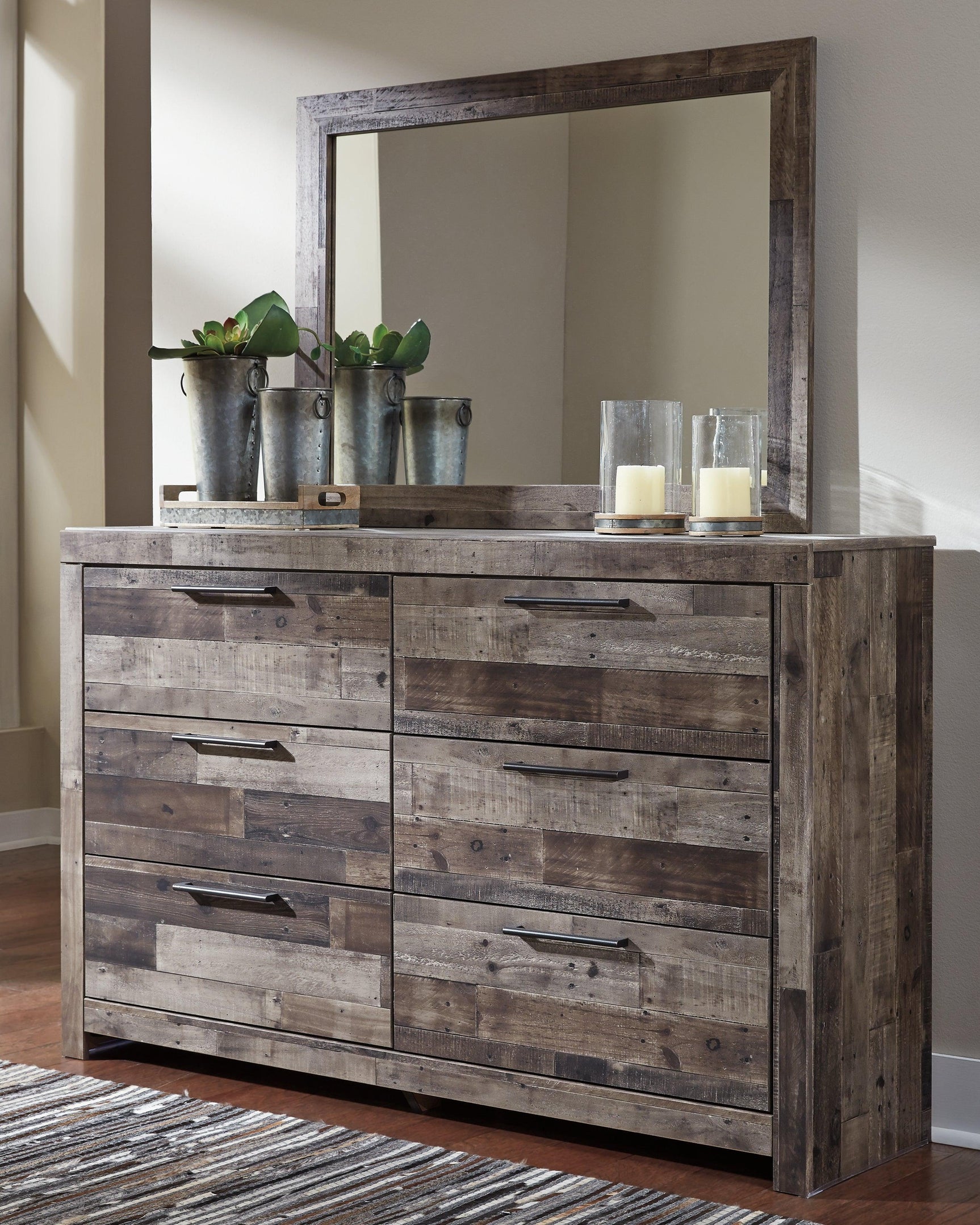 Derekson Multi Gray Panel 2 Storage Bedroom Set - Ella Furniture