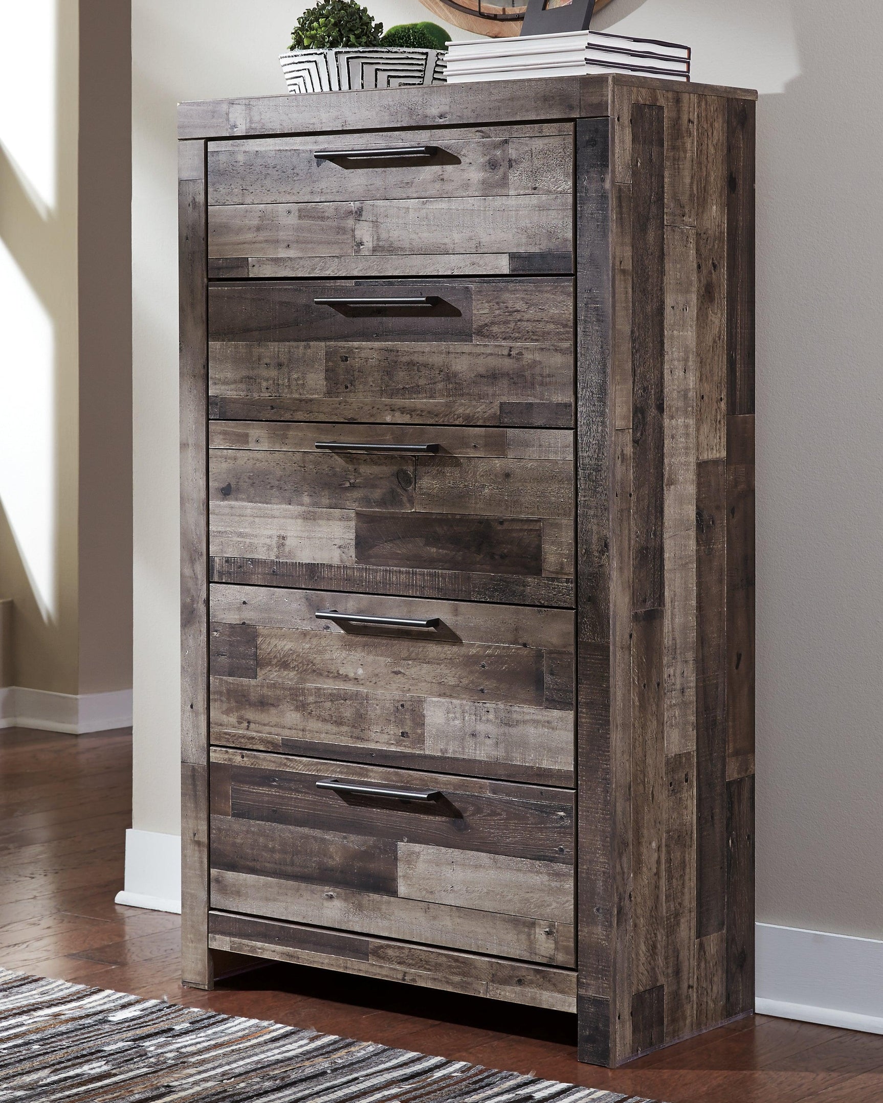 Derekson Multi Gray Panel 2 Storage Bedroom Set - Ella Furniture