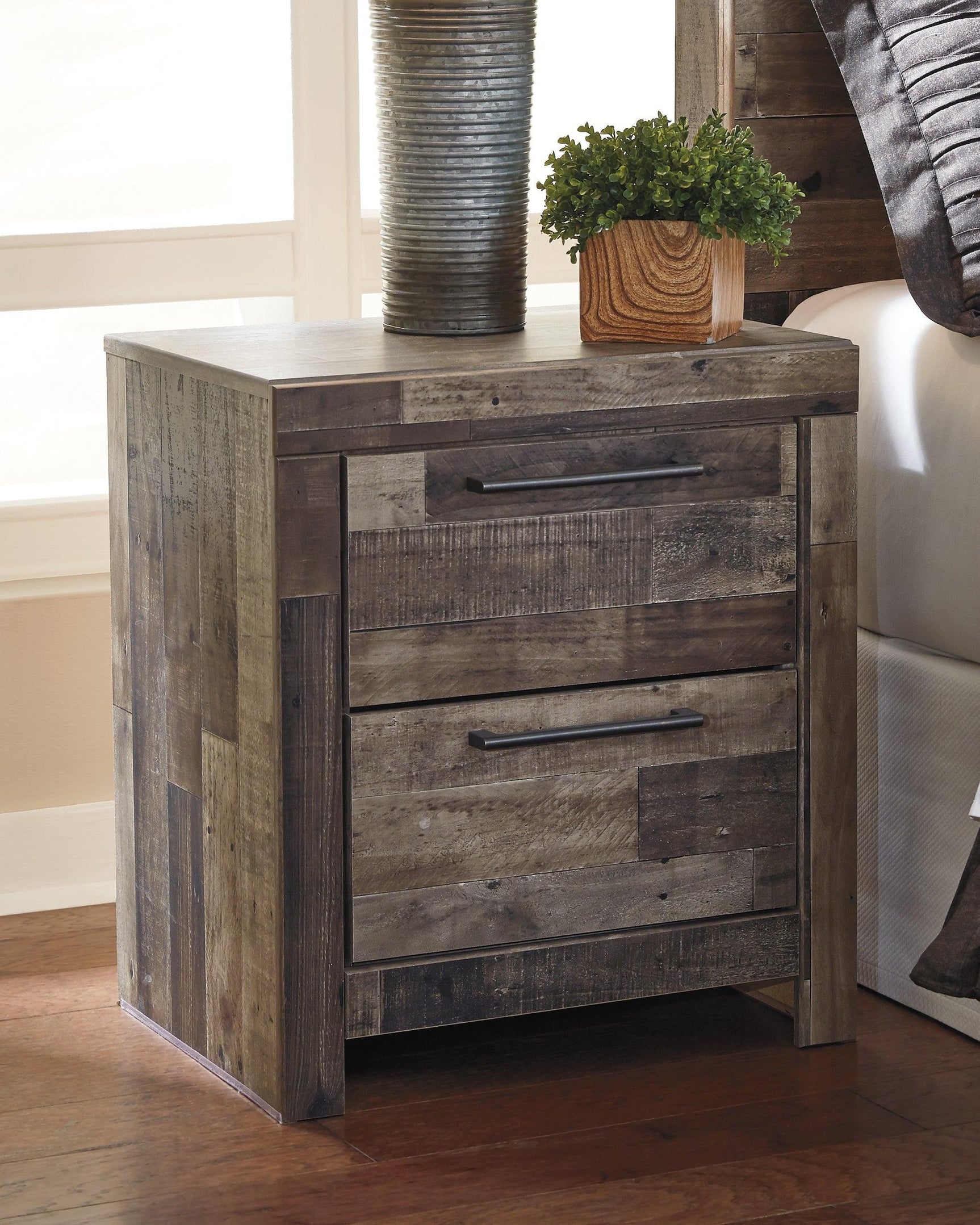 Derekson Multi Gray Panel 2 Storage Bedroom Set - Ella Furniture