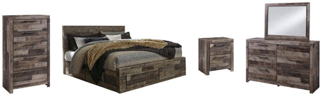 Derekson Multi Gray Panel 4 Storage Bedroom Set - Ella Furniture