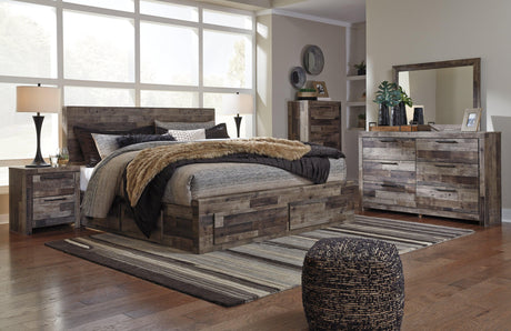 Derekson Multi Gray Panel 4 Storage Bedroom Set - Ella Furniture
