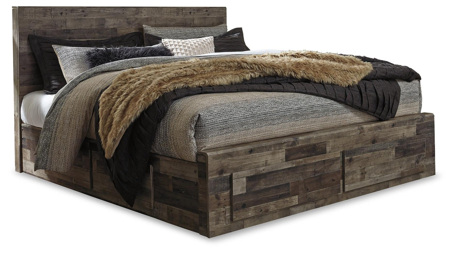 Derekson Multi Gray Panel 4 Storage Bedroom Set - Ella Furniture