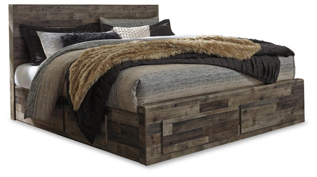 Derekson Multi Gray Panel 4 Storage Bedroom Set - Ella Furniture