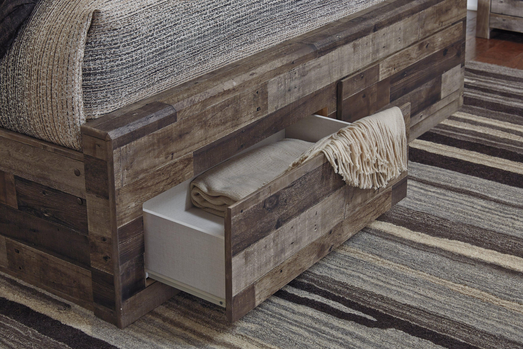 Derekson Multi Gray Panel 6 Storage Bedroom Set - Ella Furniture