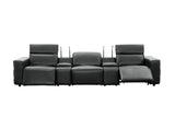 Diamante Black Italian Leather 5-Piece Power Reclining Home Theater Sectional view 5