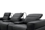 Diamante Black Italian Leather 5-Piece Power Reclining Home Theater Sectional view 12