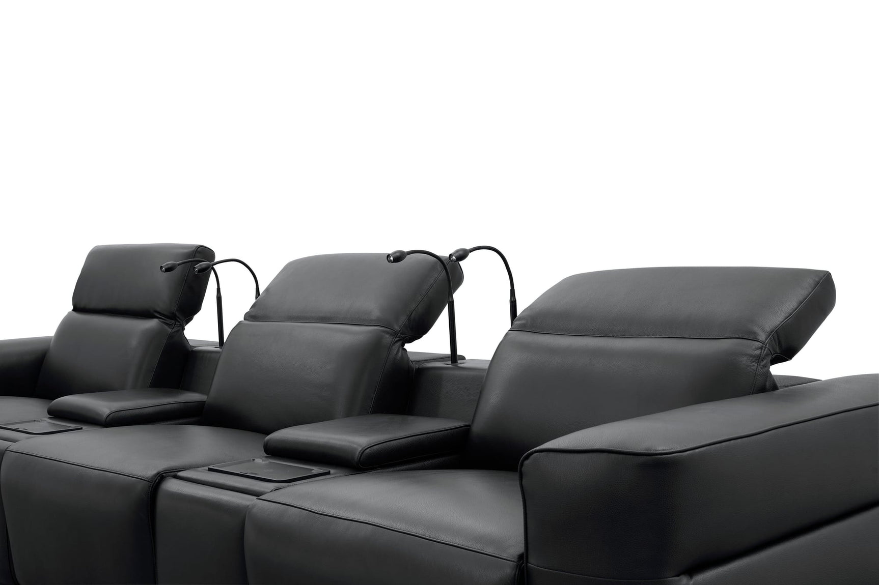 Diamante Black Italian Leather 5-Piece Power Reclining Home Theater Sectional view 12