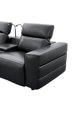 Diamante Black Italian Leather 5-Piece Power Reclining Home Theater Sectional view 13