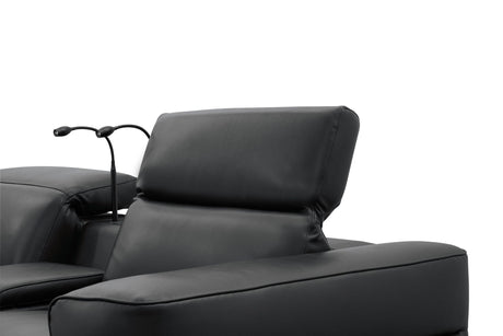 Diamante Black Italian Leather 5-Piece Power Reclining Home Theater Sectional view 14