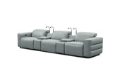 Diamante Grey Italian Leather 5-Piece Power Reclining Home Theater Sectional view 3