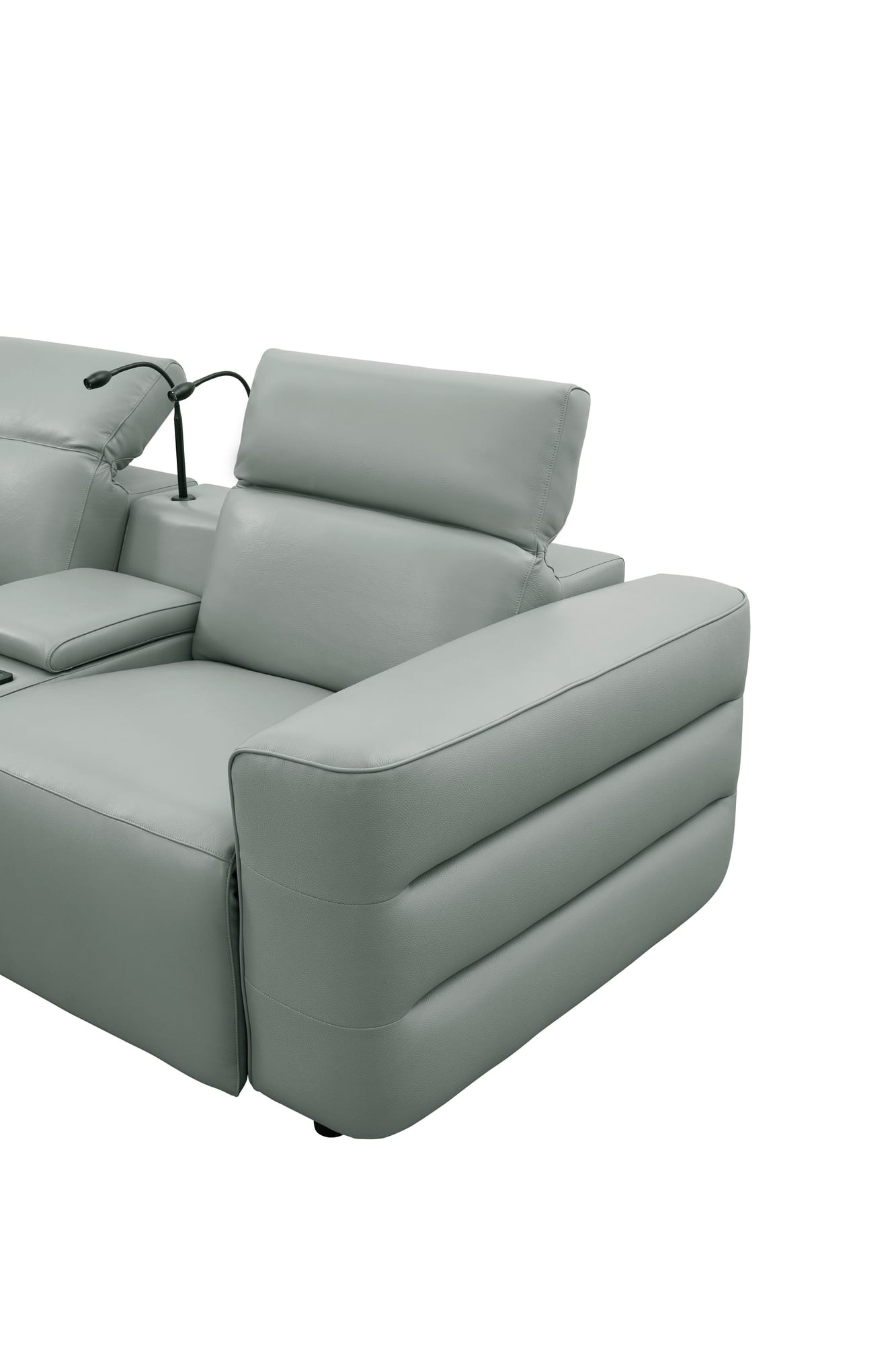 Diamante Grey Italian Leather 5-Piece Power Reclining Home Theater Sectional view 10