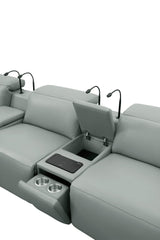 Diamante Grey Italian Leather 5-Piece Power Reclining Home Theater Sectional view 11