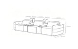 Diamante Grey Italian Leather 5-Piece Power Reclining Home Theater Sectional view 14