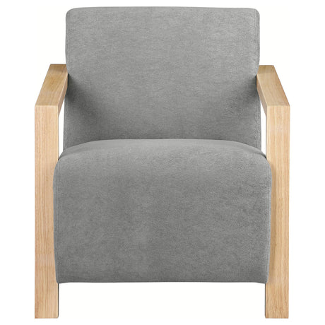 DIEGO BUNK BED Diego Upholstered Accent Arm Chair with Wood Arms Grey 902269 - Ella Furniture