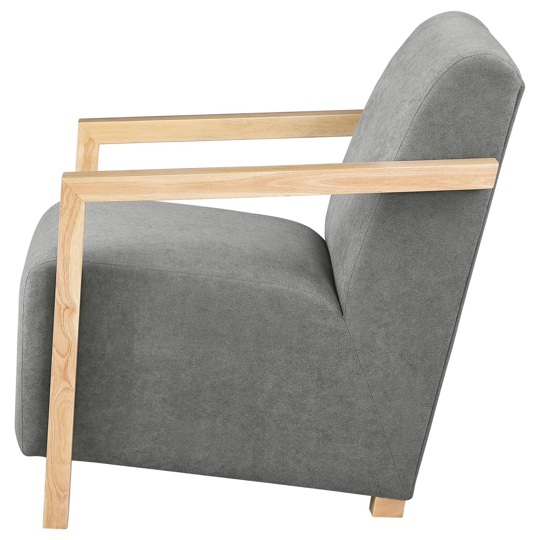 DIEGO BUNK BED Diego Upholstered Accent Arm Chair with Wood Arms Grey 902269 - Ella Furniture