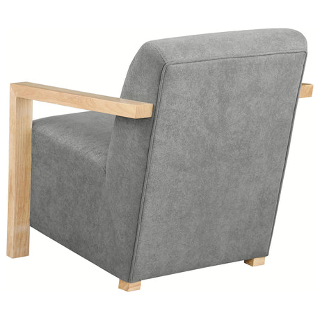 DIEGO BUNK BED Diego Upholstered Accent Arm Chair with Wood Arms Grey 902269 - Ella Furniture
