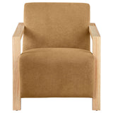 DIEGO BUNK BED Diego Upholstered Accent Arm Chair with Wood Arms Honey 902268 - Ella Furniture