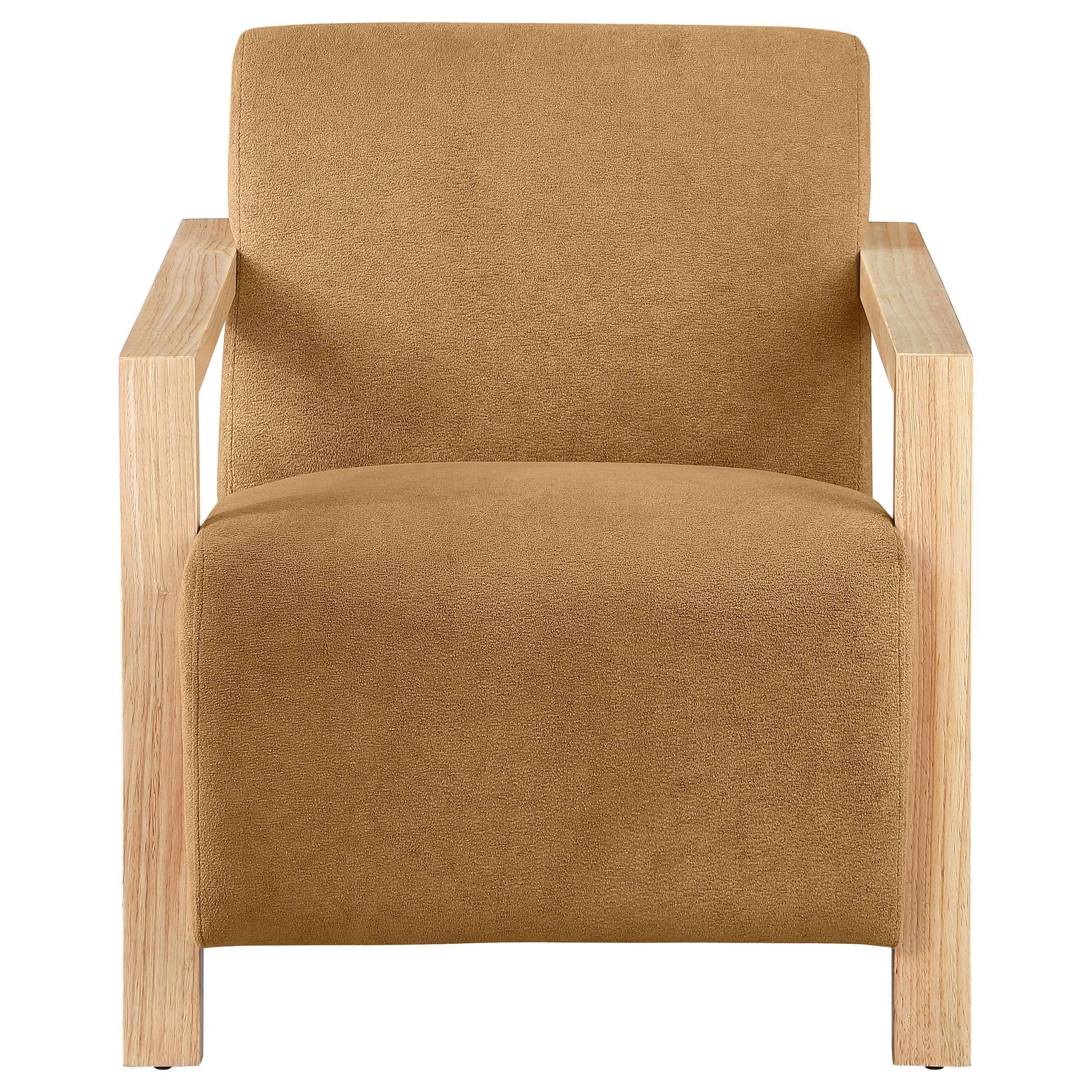 DIEGO BUNK BED Diego Upholstered Accent Arm Chair with Wood Arms Honey 902268 - Ella Furniture