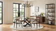 Dimi 5-Piece Dining Set with Clear Glass Table and Black Iron Infinity Base from Ella Furniture