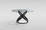 Dimi 5-Piece Dining Set with Clear Glass Table and Black Iron Infinity Base view 7