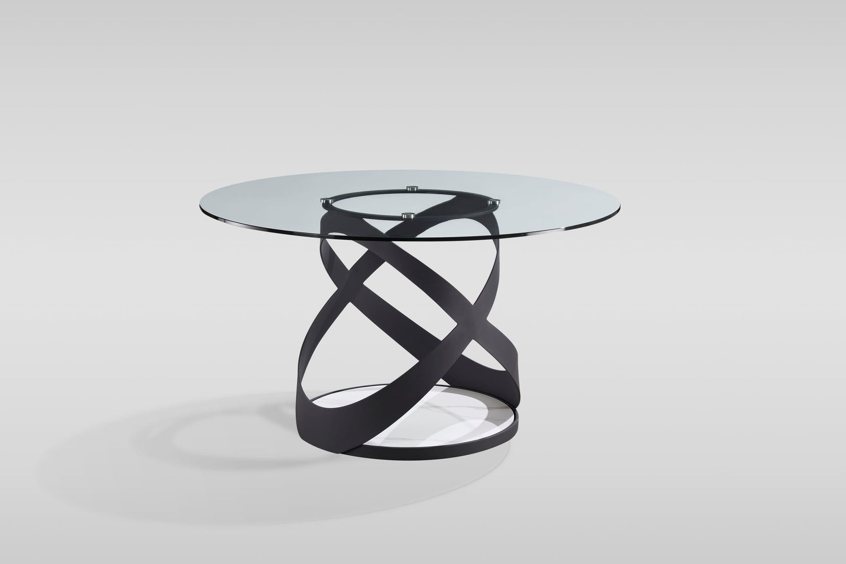Dimi 5-Piece Dining Set with Clear Glass Table and Black Iron Infinity Base view 8