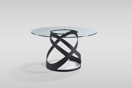 Dimi 5-Piece Dining Set with Clear Glass Table and Black Iron Infinity Base view 8