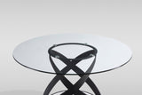 Dimi 5-Piece Dining Set with Clear Glass Table and Black Iron Infinity Base view 9
