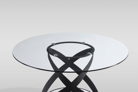 Dimi 5-Piece Dining Set with Clear Glass Table and Black Iron Infinity Base view 9